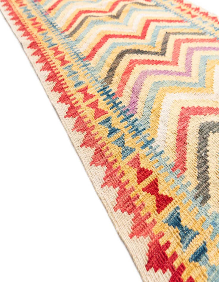 Detail image of  3' 4 x 6' 6  Hand Woven Kilim Maymana Wool Runner Rug