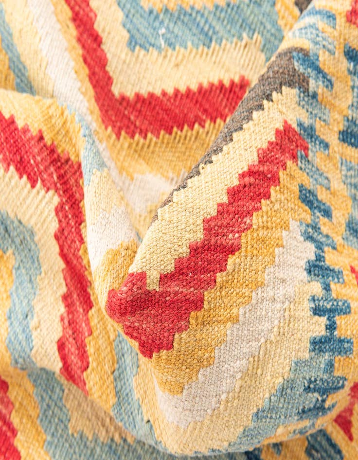 Detail image of  3' 4 x 6' 6  Hand Woven Kilim Maymana Wool Runner Rug