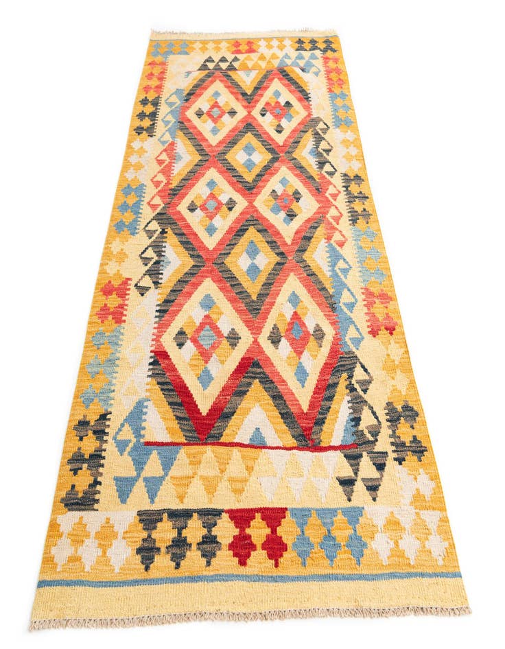 Detail image of  3' 5 x 6' 7  Hand Woven Kilim Maymana Wool Runner Rug
