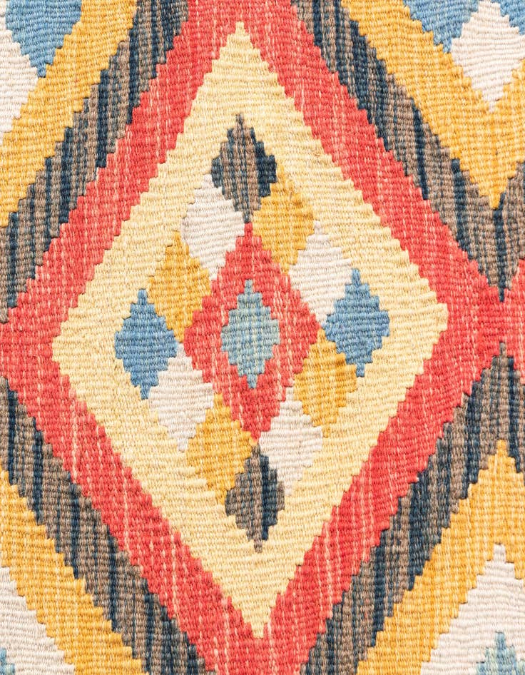 Detail image of  3' 5 x 6' 7  Hand Woven Kilim Maymana Wool Runner Rug