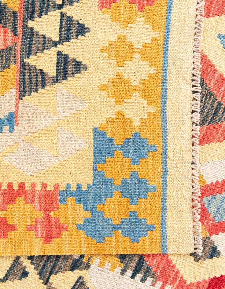 Detail image of  3' 5 x 6' 7  Hand Woven Kilim Maymana Wool Runner Rug