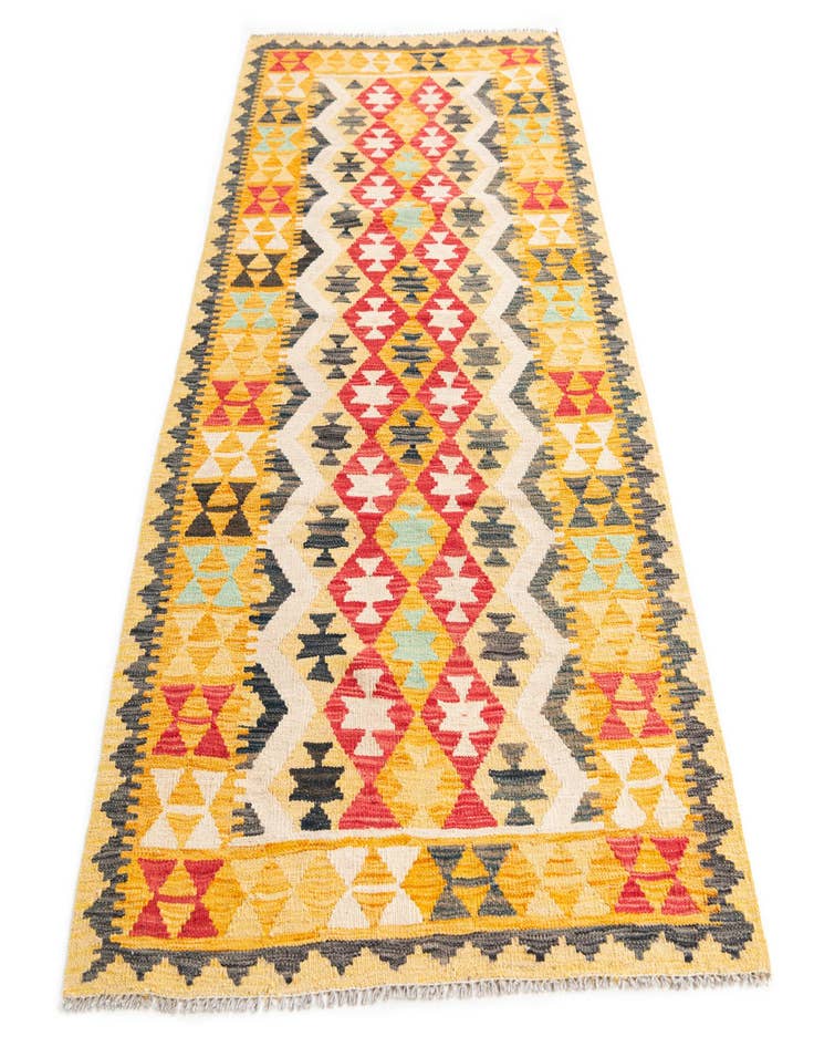 Detail image of  3' 5 x 6' 9  Hand Woven Kilim Maymana Wool Runner Rug