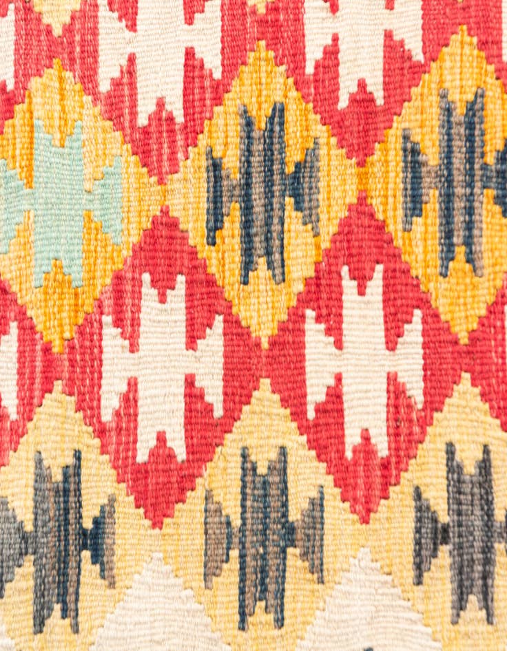 Detail image of  3' 5 x 6' 9  Hand Woven Kilim Maymana Wool Runner Rug