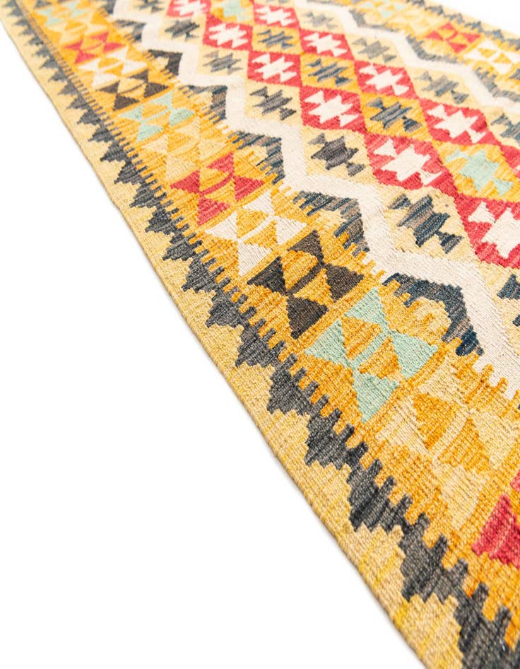 Detail image of  3' 5 x 6' 9  Hand Woven Kilim Maymana Wool Runner Rug