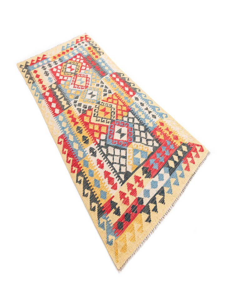 Detail image of  3' 4 x 6' 8  Hand Woven Kilim Maymana Wool Runner Rug