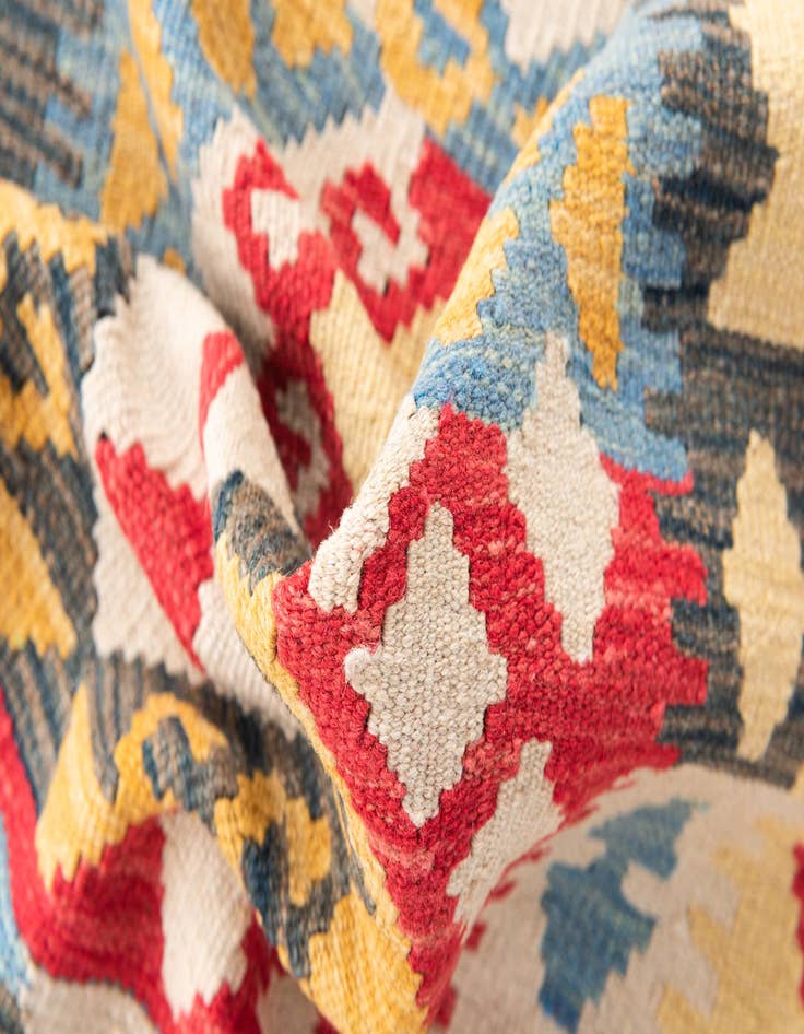 Detail image of  3' 4 x 6' 8  Hand Woven Kilim Maymana Wool Runner Rug