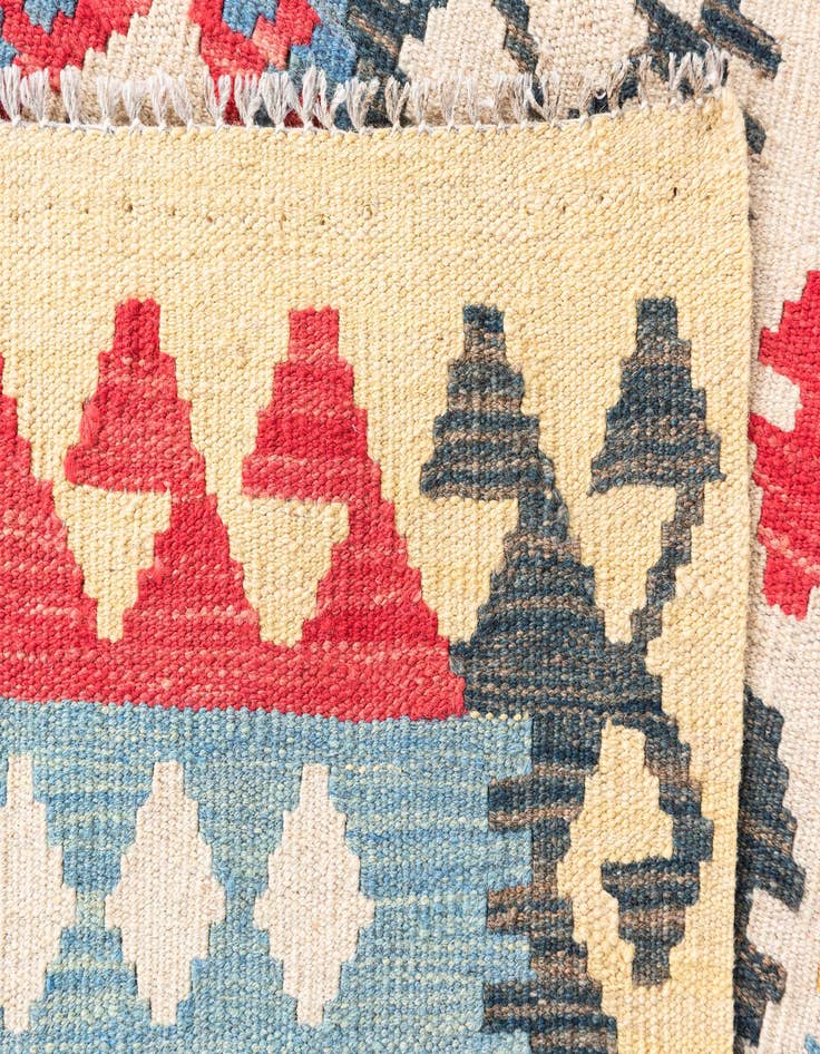 Detail image of  3' 4 x 6' 8  Hand Woven Kilim Maymana Wool Runner Rug