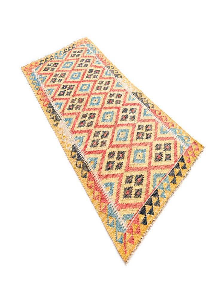 Detail image of  3' 4 x 6' 8  Hand Woven Kilim Maymana Wool Runner Rug