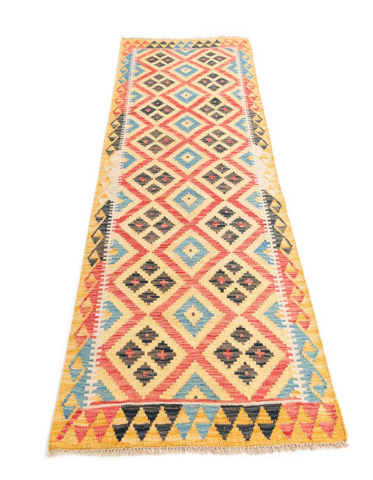 Detail image of  3' 4 x 6' 8  Hand Woven Kilim Maymana Wool Runner Rug