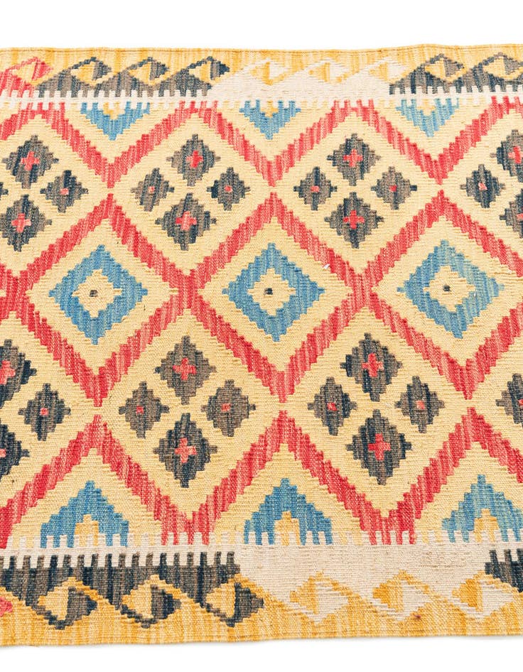 Detail image of  3' 4 x 6' 8  Hand Woven Kilim Maymana Wool Runner Rug
