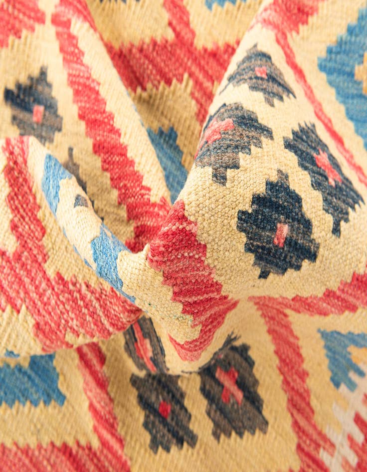 Detail image of  3' 4 x 6' 8  Hand Woven Kilim Maymana Wool Runner Rug