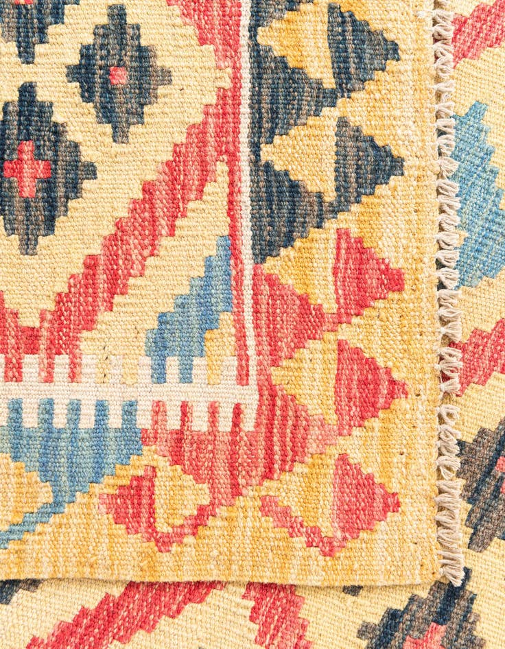 Detail image of  3' 4 x 6' 8  Hand Woven Kilim Maymana Wool Runner Rug