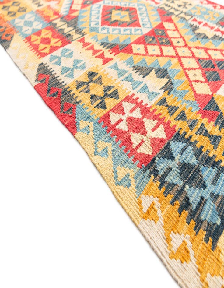 Detail image of  3' 4 x 6' 7  Hand Woven Kilim Maymana Wool Runner Rug