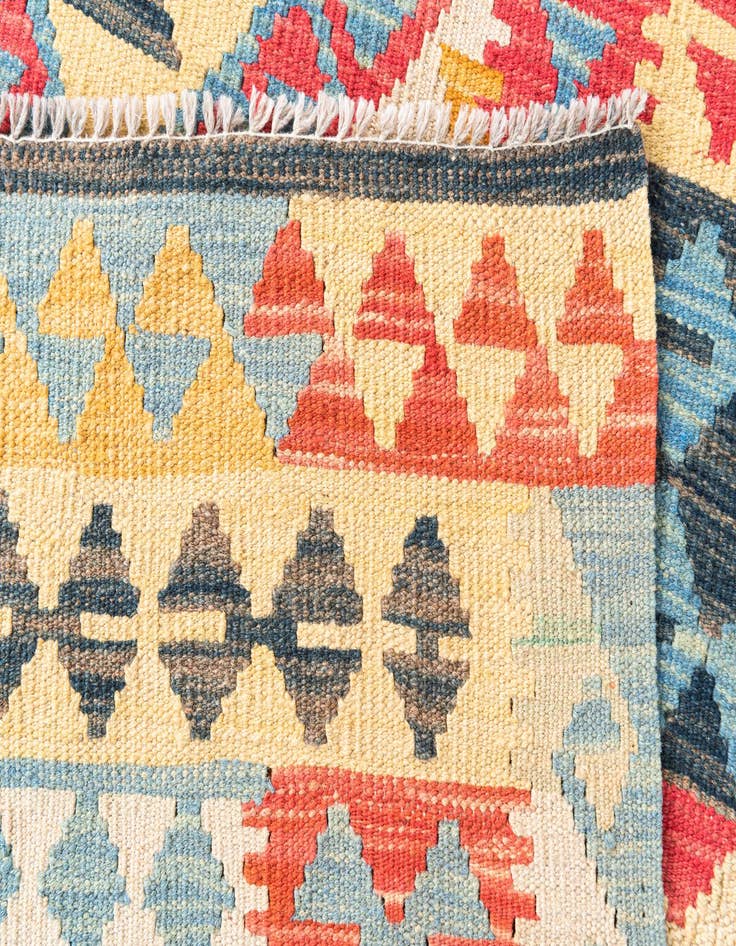 Detail image of  3' 4 x 6' 7  Hand Woven Kilim Maymana Wool Runner Rug