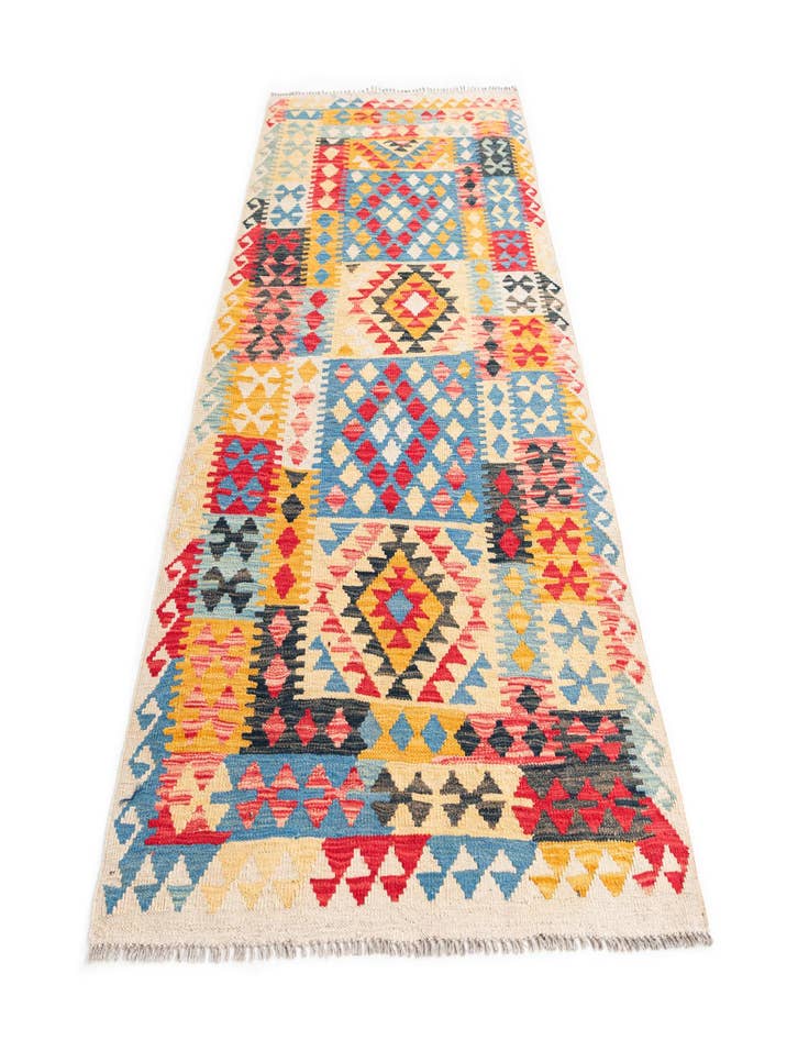Detail image of  3' 5 x 6' 7  Hand Woven Kilim Maymana Wool Runner Rug