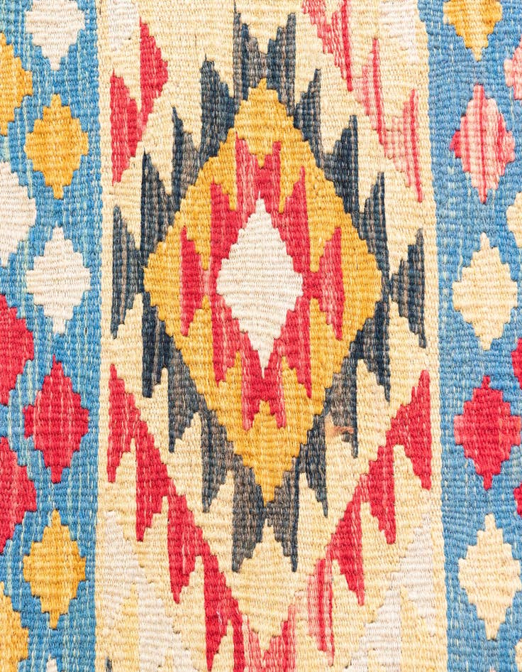 Detail image of  3' 5 x 6' 7  Hand Woven Kilim Maymana Wool Runner Rug