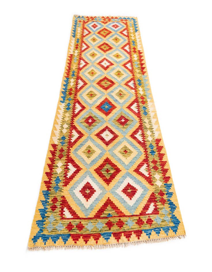 Detail image of  3' 2 x 6' 9  Hand Woven Kilim Maymana Wool Runner Rug