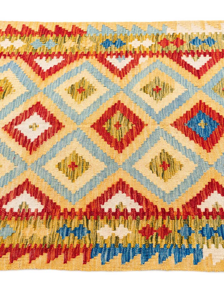 Detail image of  3' 2 x 6' 9  Hand Woven Kilim Maymana Wool Runner Rug