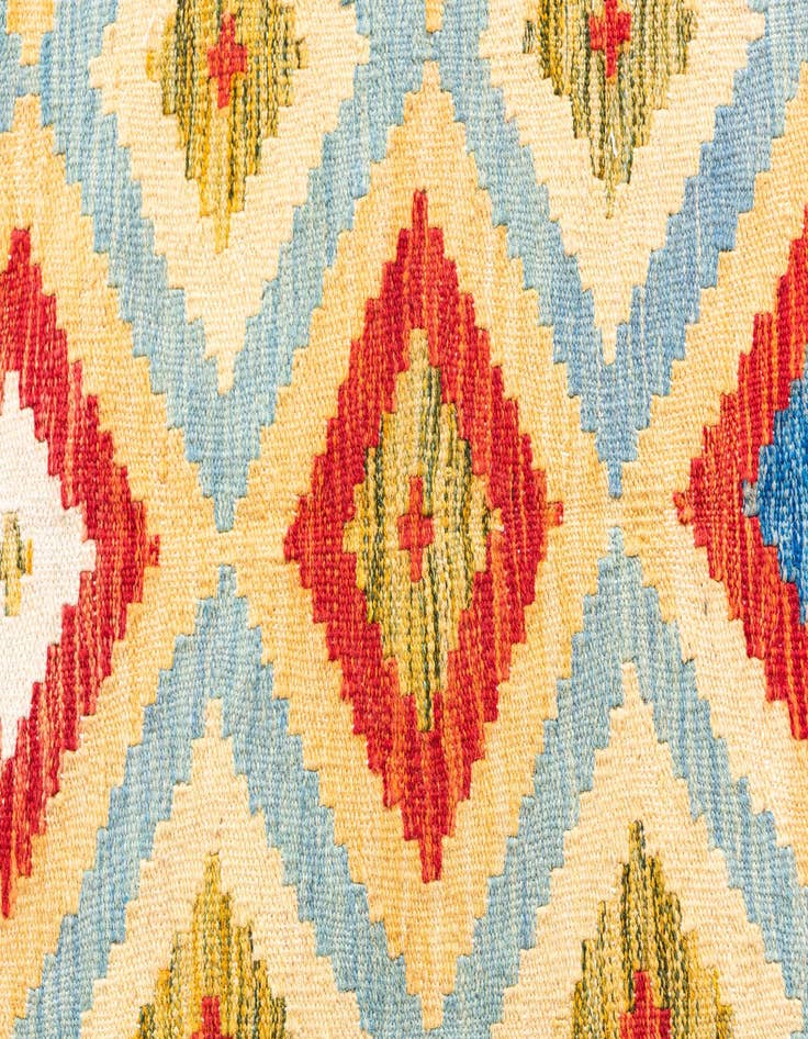 Detail image of  3' 2 x 6' 9  Hand Woven Kilim Maymana Wool Runner Rug