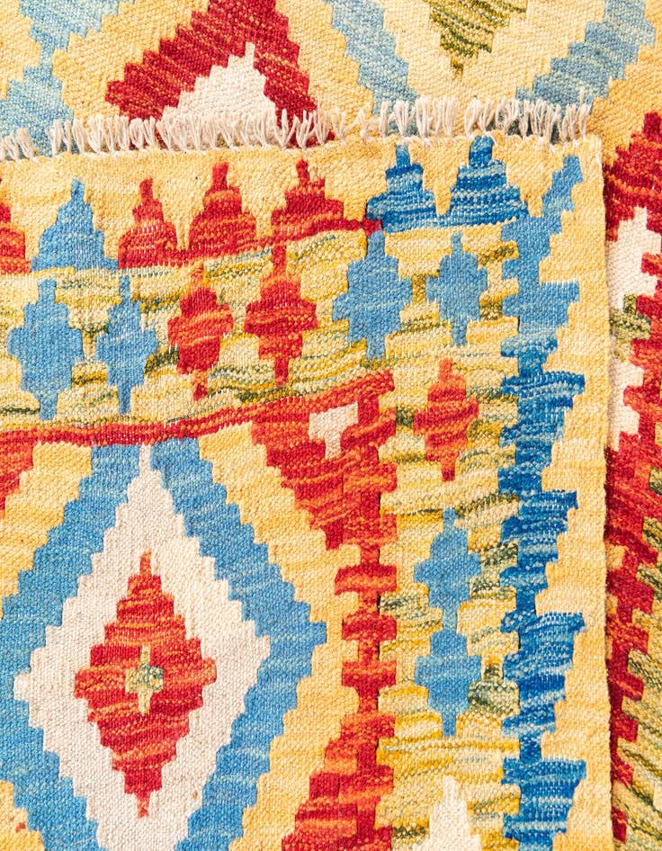 Detail image of  3' 2 x 6' 9  Hand Woven Kilim Maymana Wool Runner Rug