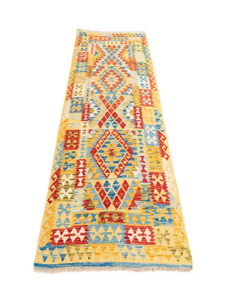 Detail image of  3' 3 x 6' 5  Hand Woven Kilim Maymana Wool Runner Rug