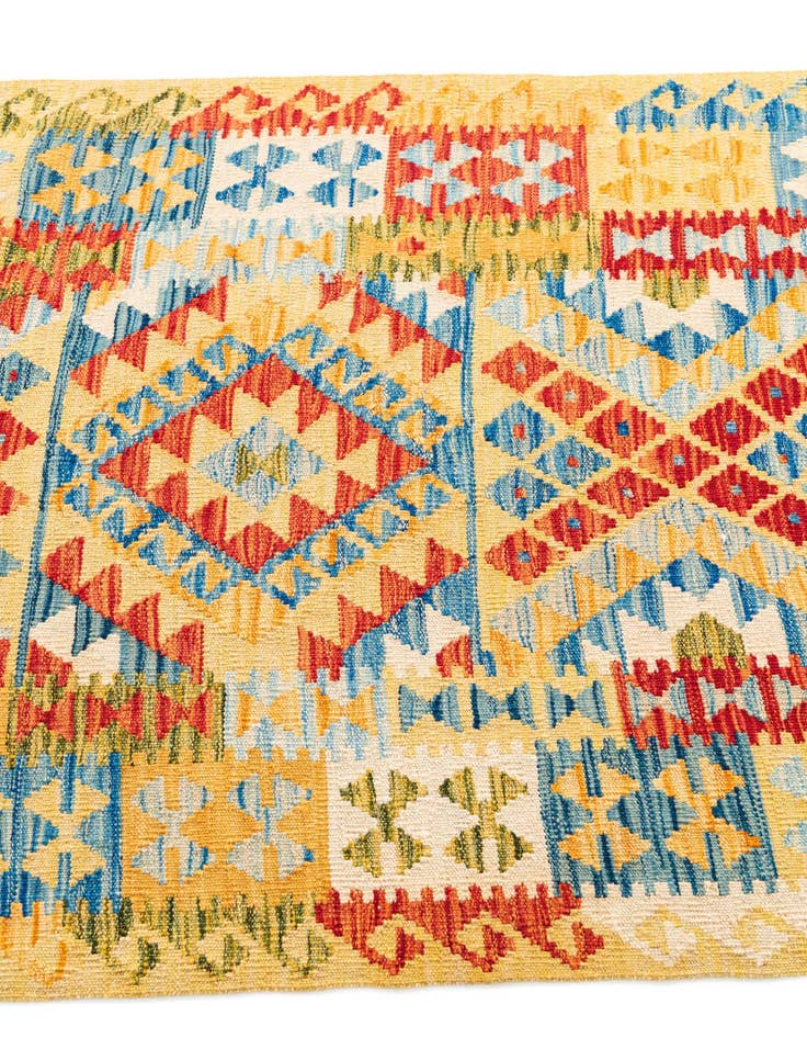 Detail image of  3' 3 x 6' 5  Hand Woven Kilim Maymana Wool Runner Rug