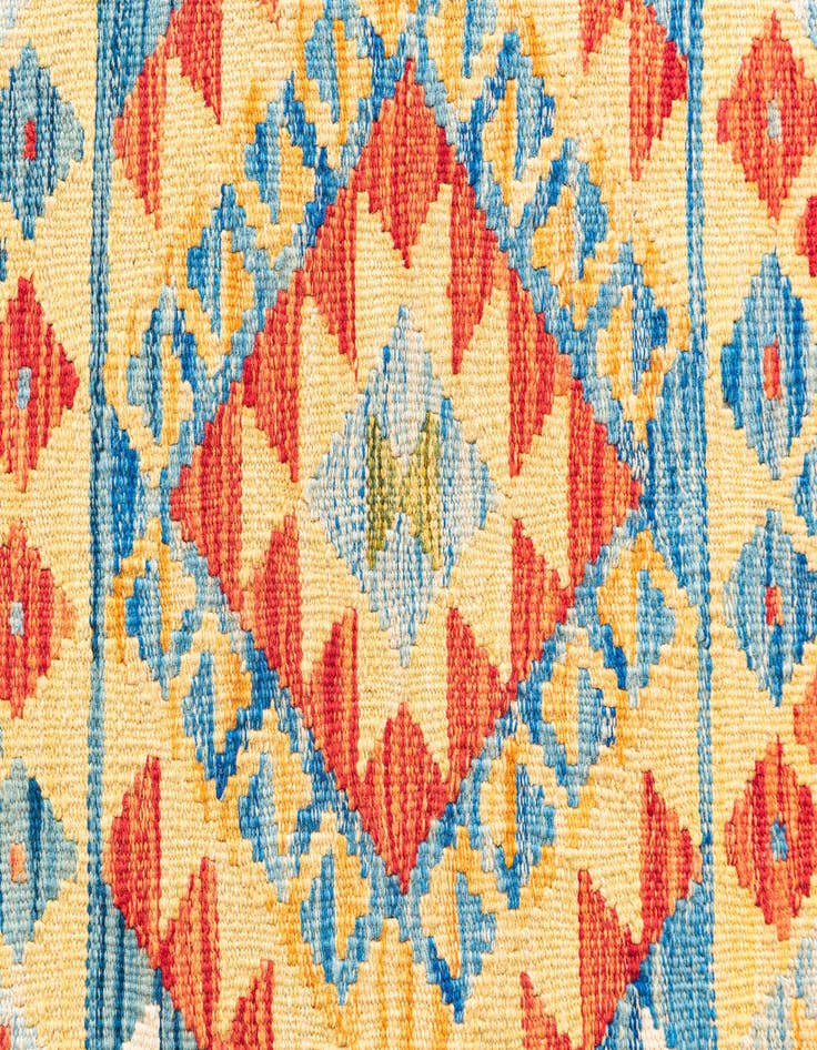 Detail image of  3' 3 x 6' 5  Hand Woven Kilim Maymana Wool Runner Rug