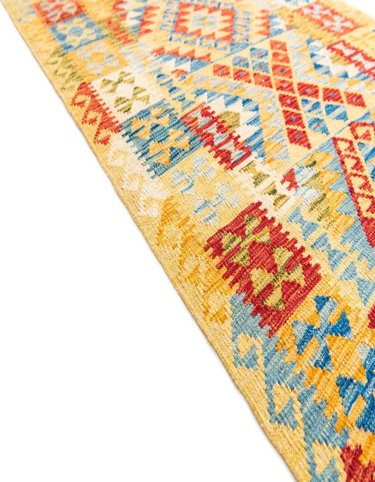 Detail image of  3' 3 x 6' 5  Hand Woven Kilim Maymana Wool Runner Rug