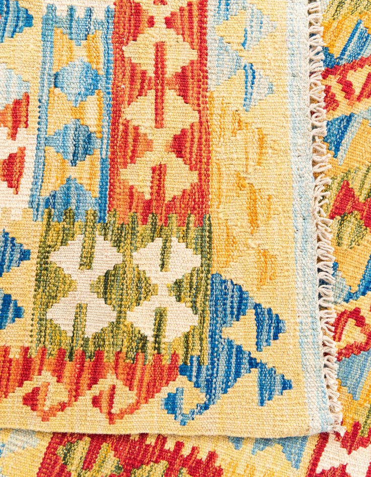 Detail image of  3' 3 x 6' 5  Hand Woven Kilim Maymana Wool Runner Rug