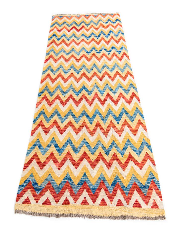 Detail image of  3' 3 x 6' 6  Hand Woven Kilim Maymana Wool Runner Rug