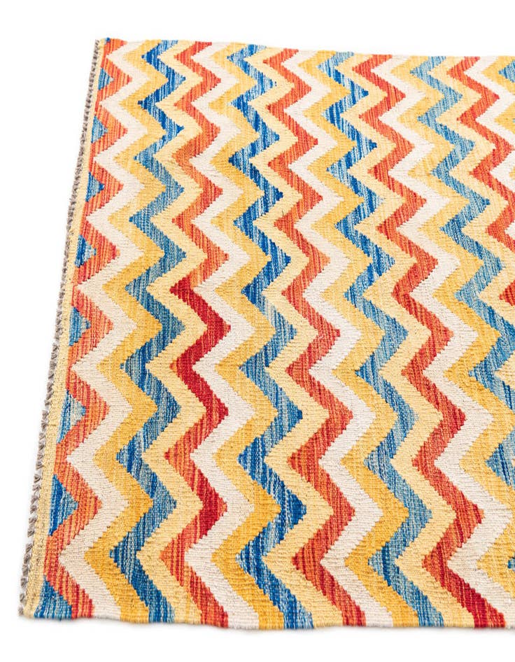 Detail image of  3' 3 x 6' 6  Hand Woven Kilim Maymana Wool Runner Rug