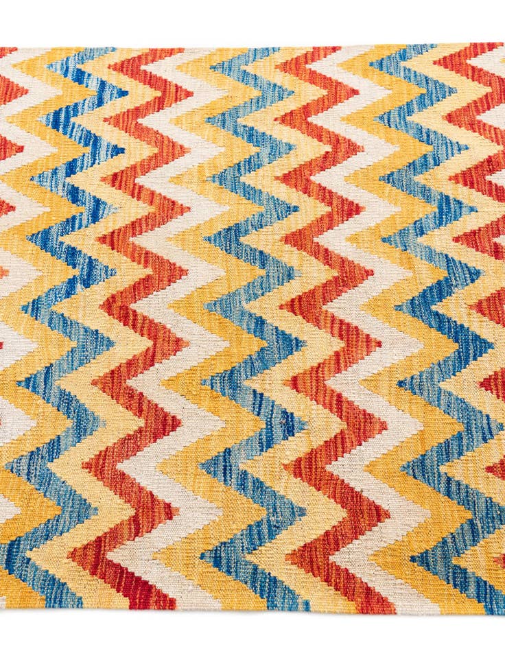 Detail image of  3' 3 x 6' 6  Hand Woven Kilim Maymana Wool Runner Rug