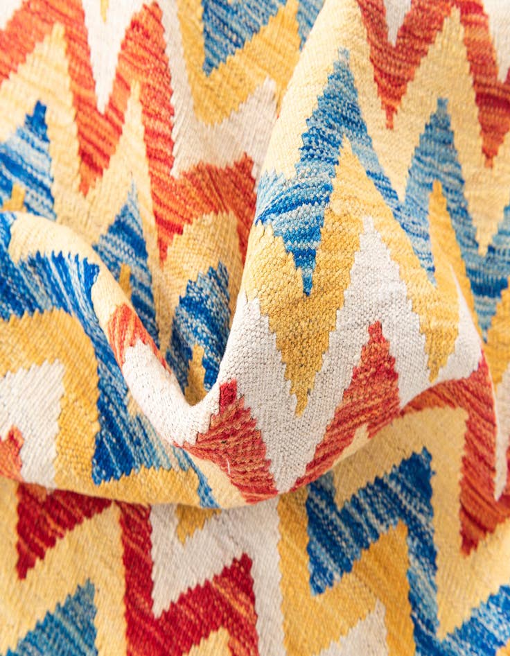 Detail image of  3' 3 x 6' 6  Hand Woven Kilim Maymana Wool Runner Rug