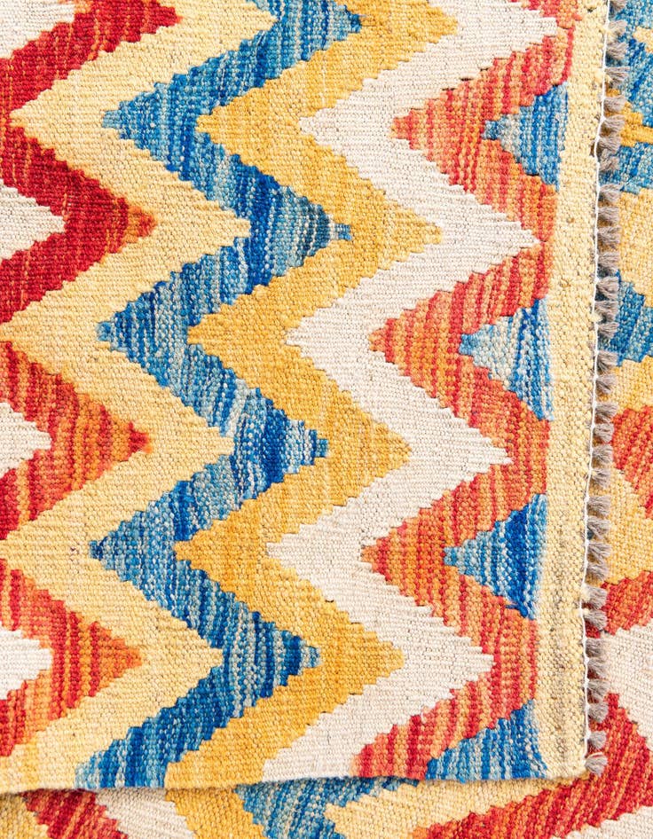 Detail image of  3' 3 x 6' 6  Hand Woven Kilim Maymana Wool Runner Rug
