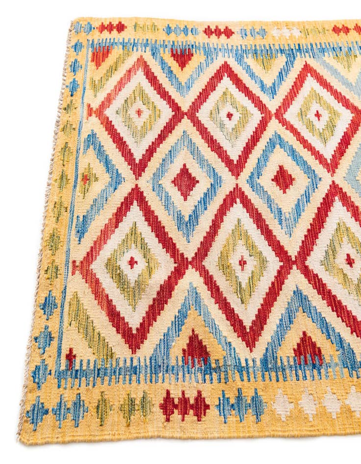 Detail image of  3' 3 x 6' 7  Hand Woven Kilim Maymana Wool Runner Rug