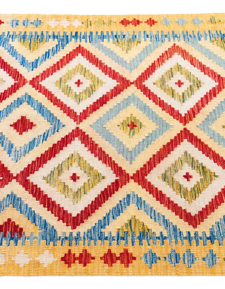 Detail image of  3' 3 x 6' 7  Hand Woven Kilim Maymana Wool Runner Rug