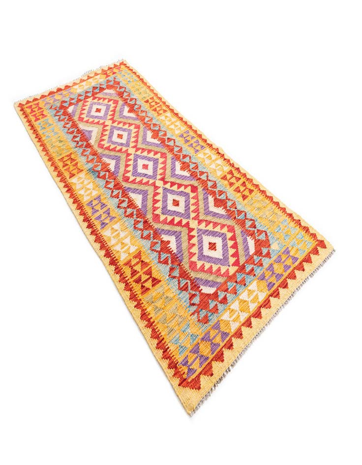 Detail image of  3' 4 x 6' 9  Hand Woven Kilim Maymana Wool Runner Rug