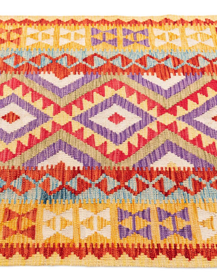 Detail image of  3' 4 x 6' 9  Hand Woven Kilim Maymana Wool Runner Rug