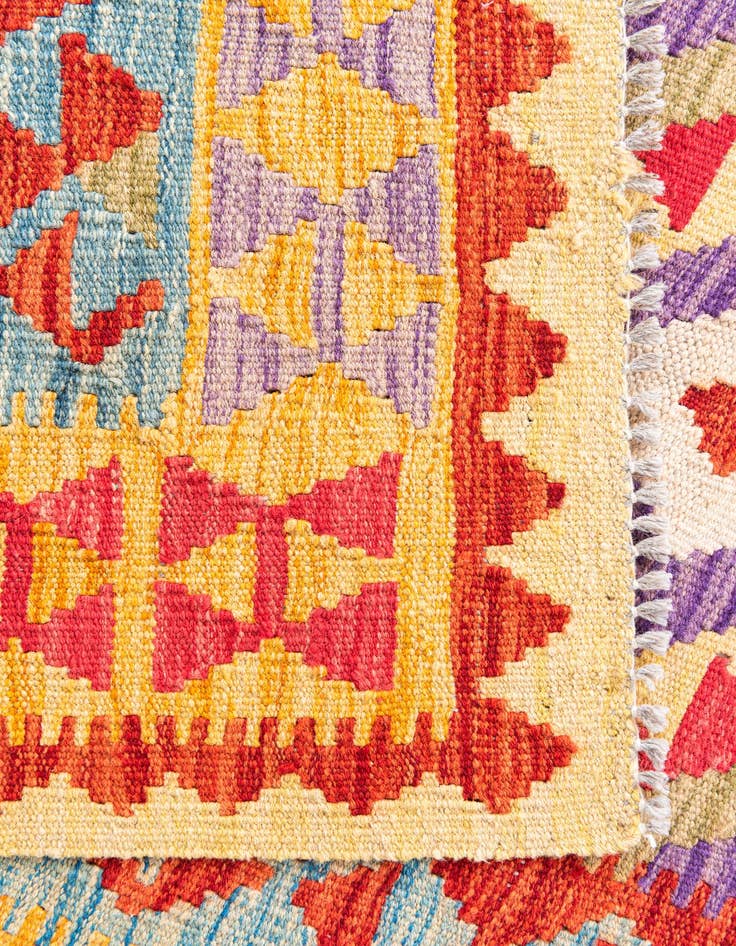Detail image of  3' 4 x 6' 9  Hand Woven Kilim Maymana Wool Runner Rug