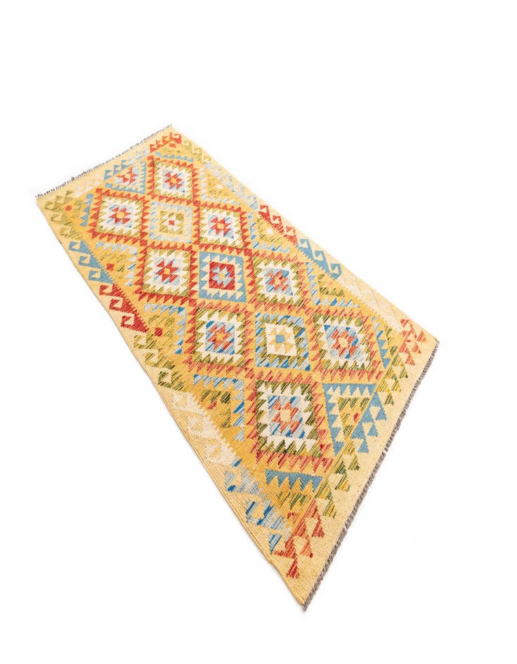 Detail image of  3' 4 x 6' 8  Hand Woven Kilim Maymana Wool Runner Rug