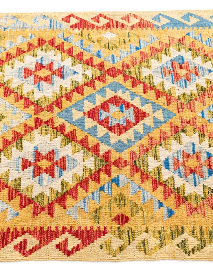 Detail image of  3' 4 x 6' 8  Hand Woven Kilim Maymana Wool Runner Rug