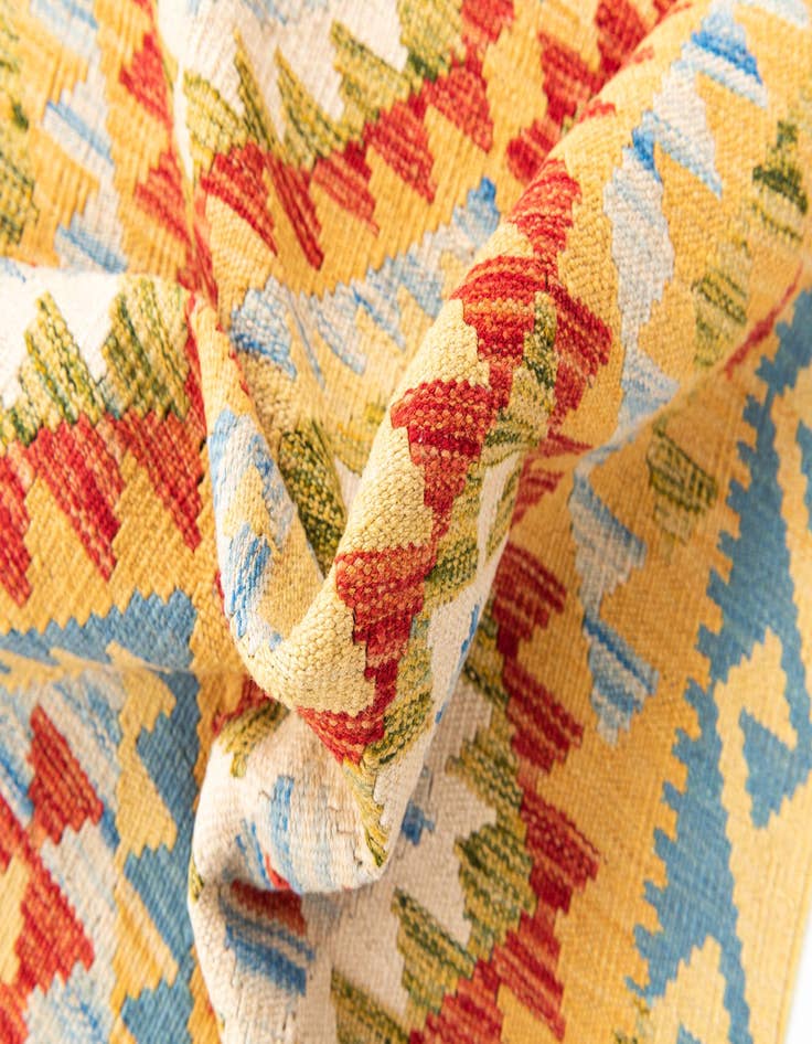 Detail image of  3' 4 x 6' 8  Hand Woven Kilim Maymana Wool Runner Rug