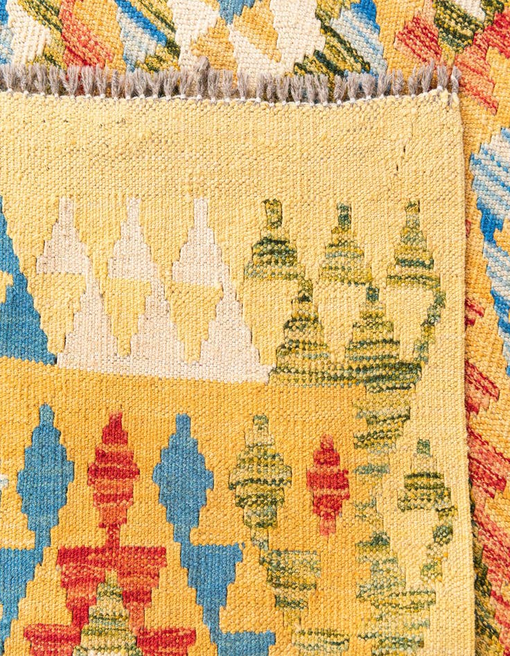 Detail image of  3' 4 x 6' 8  Hand Woven Kilim Maymana Wool Runner Rug