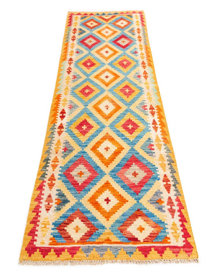 Detail image of  3' 2 x 6' 6  Hand Woven Kilim Maymana Wool Runner Rug