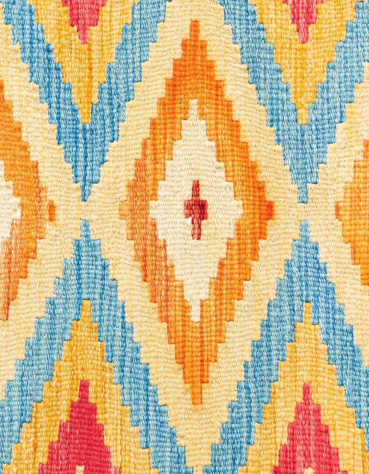 Detail image of  3' 2 x 6' 6  Hand Woven Kilim Maymana Wool Runner Rug