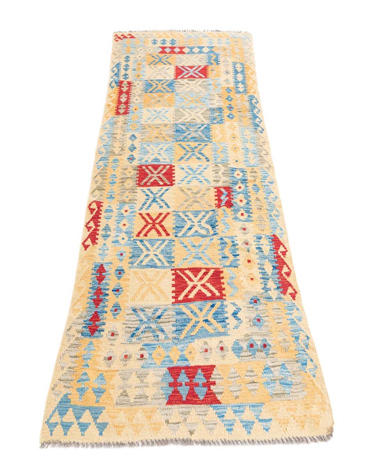 Detail image of  3' 3 x 6' 10  Hand Woven Kilim Maymana Wool Runner Rug