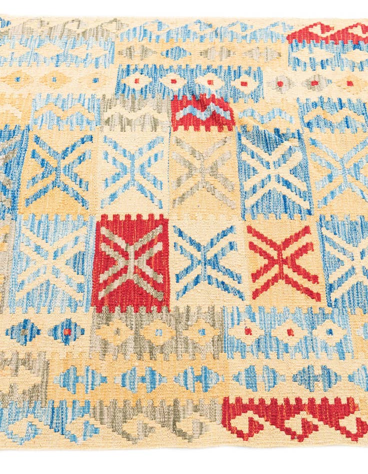 Detail image of  3' 3 x 6' 10  Hand Woven Kilim Maymana Wool Runner Rug