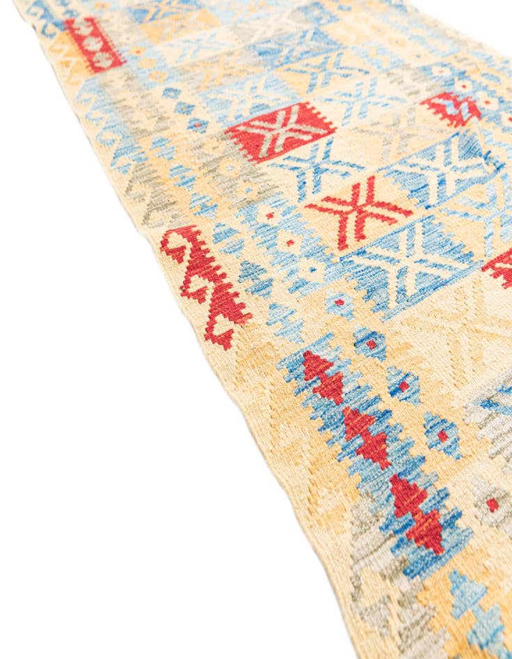 Detail image of  3' 3 x 6' 10  Hand Woven Kilim Maymana Wool Runner Rug