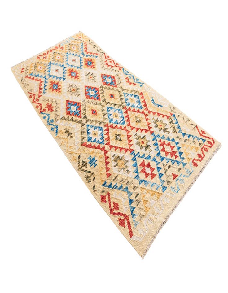 Detail image of  3' 5 x 6' 8  Hand Woven Kilim Maymana Wool Runner Rug