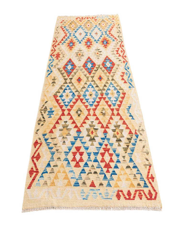 Detail image of  3' 5 x 6' 8  Hand Woven Kilim Maymana Wool Runner Rug